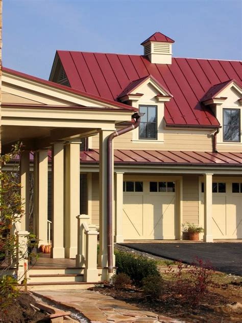 beige house with red metal roof|beige red roof exterior.